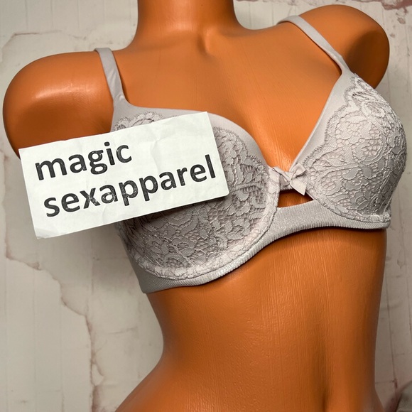 VS LOGO STRAP 32DD LINED DEMI BRA BODY BY VICTORIA SUPER SOFT IRIDESCENT SHINE - Picture 1 of 2